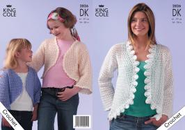 King Cole Pattern 2826 Girls & Ladies DK Crochet Bolero