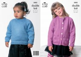 King Cole Pattern 3082 DK Lace Pattern Cardigan & Lace Edged Sweater