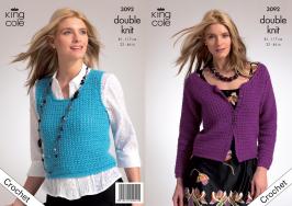 King Cole Pattern 3092 Ladies Crochet Slipover & Cardigan