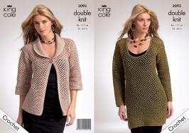 King Cole Pattern 3093 Ladies Crochet Cardigan & Sweater