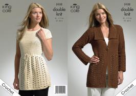 King Cole Pattern 3132 Ladies Crochet Jacket & Tunic