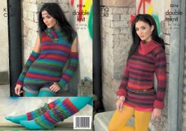 King Cole Pattern 3216 Riot DK Sweater with Optional Cowl Collar, Sleeveless Top, Arm or Leg Warmers and Snood