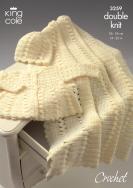 King Cole Pattern 3259 Crochet DK Coat, Shawl & Hat