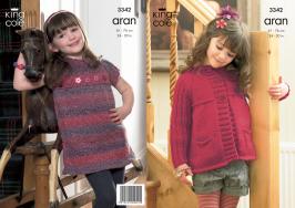 King Cole Pattern 3342 Girls Aran Jacket & Dress