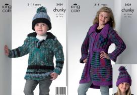 King Cole Pattern 3434 Coat, Sweater & Hat