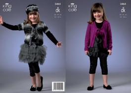 King Cole Pattern 3465 Galaxy DK Girl's V Neck & Scoop Neck Cardigan
