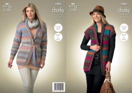King Cole Pattern 3483 Riot Chunky Ladies Cardigan & Waistcoat Pattern