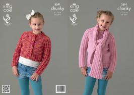 King Cole Pattern 3591 Sweater, Cropped Cardigan & Scarf