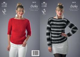 King Cole Pattern 3612 Galaxy Chunky Easy Knit Ladies Slash Neck Sweaters