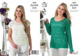King Cole Pattern 3899 Giza Cotton Ladies Crochet Sweater and Top