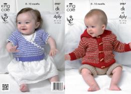 King Cole Pattern 3987 DK or 4Ply Jacket, Pants & Crossover Cardigan