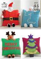 King Cole Pattern 4111 DK & Chunky Christmas Novelty Cushions