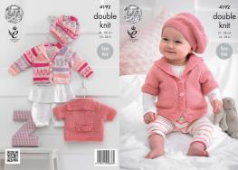 King Cole Pattern 4192 Cherish DK Babies Cardigans & Beret ' Easy Knit'