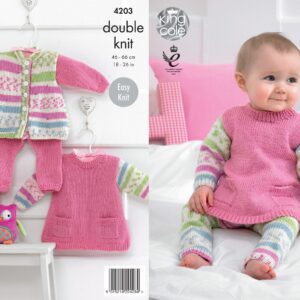 King Cole Pattern 4203 Cherish & Cherished DK Tunic, Cardigan & Leggings