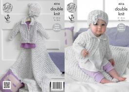 King Cole Pattern 4316 Smarty DK Girls Cardigan, Blanket & Hat Easy Lace Pattern