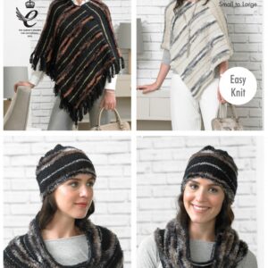 King Cole Pattern 4326 Poncho's, Hat & Snood Urban Easy Knit