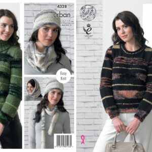 King Cole Pattern 4328 Sweater, Hat, Cowl & Scarf Urban Easy Knit