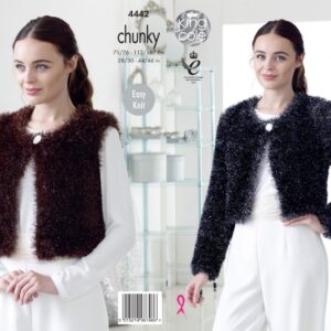 King Cole Pattern 4442 Ladies V & Round Neck Cardigans Tinsel Easy Knit