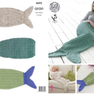 King Cole Pattern 4693 Aran Mermaid Blankets