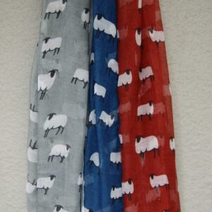 King Cole Scarf Blue with Sheep images RRP £8.99