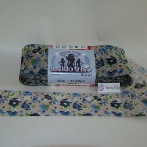 Tecido Trico by Circulo Tan and Blue Floral Print RRP £11.99
