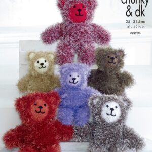 King Cole Pattern 9107 Tinsel Teddies Knitted in Tinsel Chunky & Dollymix DK