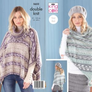 King Cole Pattern 5652 Fjord DK Ladies Ponchos, Snood & Shawl Easy Knit