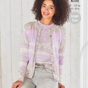 King Cole Pattern 5696 Fjord DK Round Neck Cardigan And Sweater Larger Sizes