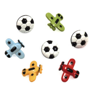 Trimits Novelty Buttons Football & Planes Pack of 7 Code B