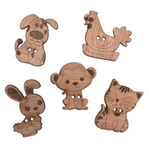 Trimits Novelty Wooden Buttons Animals Pack of 5