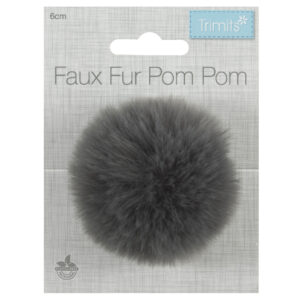 Trimits Pom Pom Faux Fur 6cm Grey