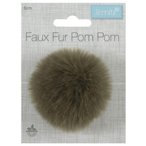 Trimits Pom Pom Faux Fur 6cm Khaki