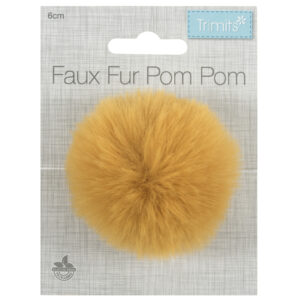 Trimits Pom Pom Faux Fur 6cm Mustard
