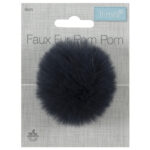 Trimits Pom Pom Faux Fur 6cm Navy