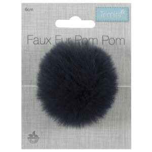 Trimits Pom Pom Faux Fur 11cm Navy