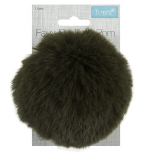 Trimits Pom Pom Faux Fur 11cm Khaki