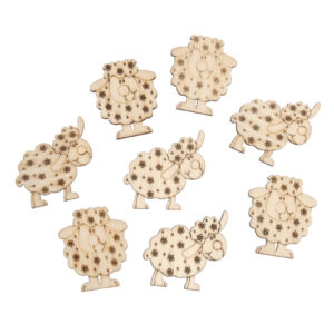 Craft Embellishment Cartoon Sheep, Wooden Pack of 8