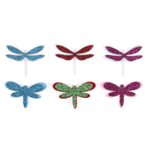 Craft Embellishments Glitter Dragon Flies Pack of 6