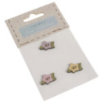 Carded Buttons Rose 24mm Pack of 3