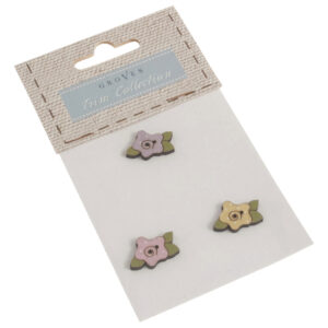 Carded Buttons Rose 24mm Pack of 3